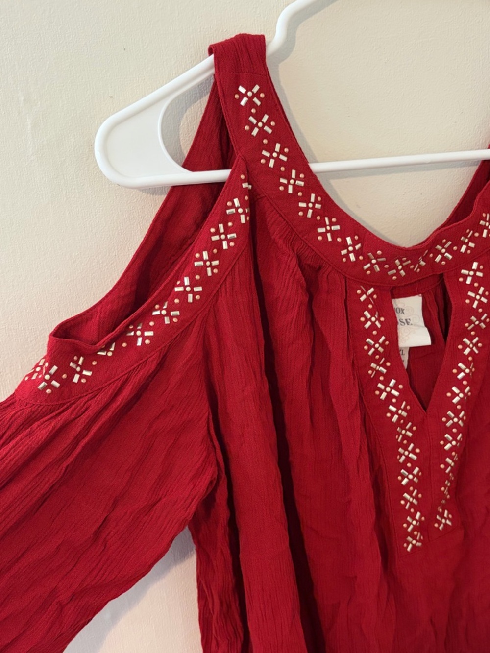 Knox Rose Red Embellished V-Neck Tunic - Picture 2 of 6